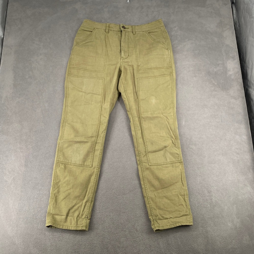 REI Co-op Womens Canvas Work Utility Pants Olive Green Straight Leg Size 12